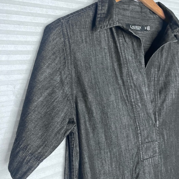 Lauren Ralph Lauren Denim Shift Collar Short Sleeve Dress Women Size S pockets - Picture 6 of 10